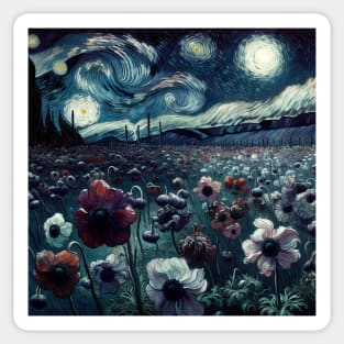 Enchanted Flower Garden Night: Anemone Starry Floral Sticker